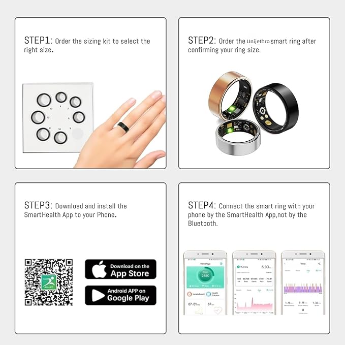 Smart Ring For Women Men, Health Tracker with Heart Rate/Blood Oxygen/Blood Pressure/Sleep Monitoring/Step Counting, IP68 Waterproof Fitness ring, No App Fees for iPhone & Android (Lavender Pink, 6#)