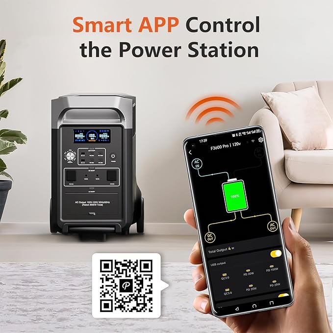 FOSSiBOT 3600W Portable Power Station, 3840Wh Solar Generator with LiFePO4 Battery for Home, Camping, RV, Emergencies (F3600+420w solar panel)