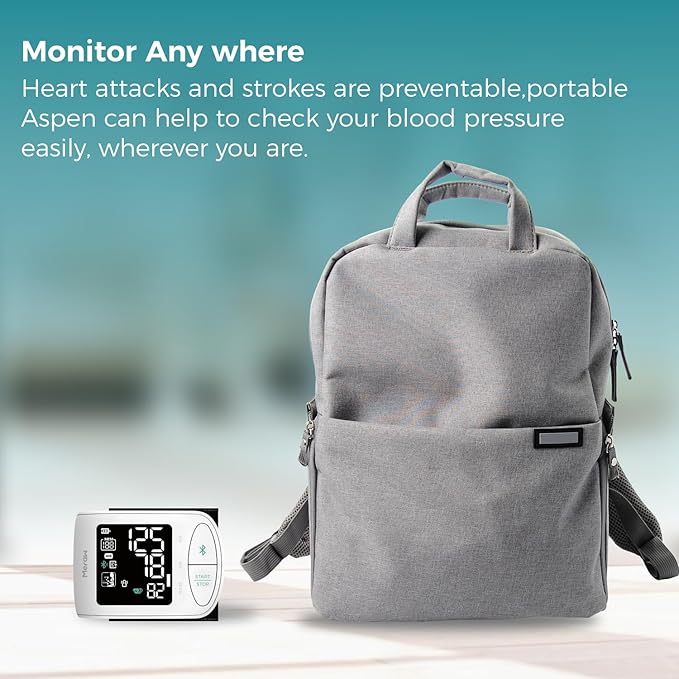 Meraw Blood Pressure Monitor Adult Cuff, Blood Pressure Cuff Monitor Wrist, Blood Pressure Machine Home Use 5.3-8.5" Irregular Heartbeat Monitoring APP Automatic Bluetooth High Accuracy Aspen White