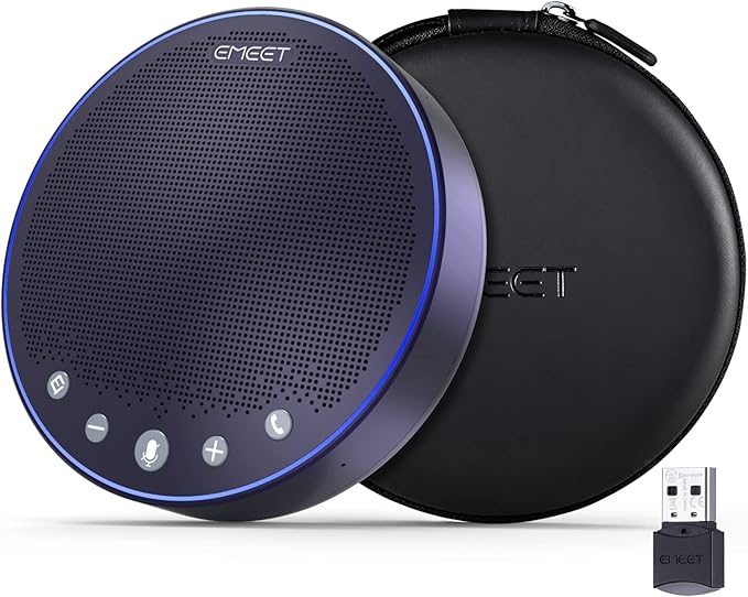 EMEET M3 Conference Speaker and Microphone, Zoom Certified Bluetooth Speakerphone with 4 AI Mics 360° Voice Pickup, 18H Talk Time, USB 2.0&Bluetooth 5.0 with Daisy Chain for 20 People for Zoom Teams