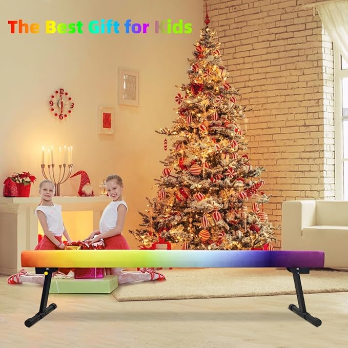 Wesky Adjustable Balance Beam,High and Low Floor Beam Gymnastics Equipment,Professional Gymnastics Beam for Kids Home Training with Foldable Legs