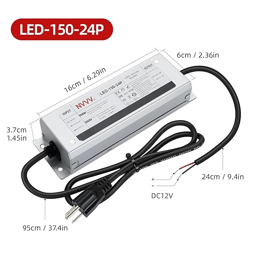 24 Volt LED Driver 150 Watts Power Supply Waterproof IP68 Low Voltage Transformer Adapter 90-265V AC to 24V DC Converter for LED Strip, Indoor Outdoor Lighting Built-in Active PFC Function