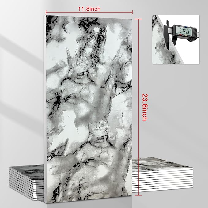Wall Panels Peel and Stick，PVC Imitation Artificial Marble Tiles Sticker，20 pcs 23.6" L x 11.8" W，Heat-Resistant Backsplash Tile，Ideal for Kitchen Bathrooms Living Rooms Bedrooms.