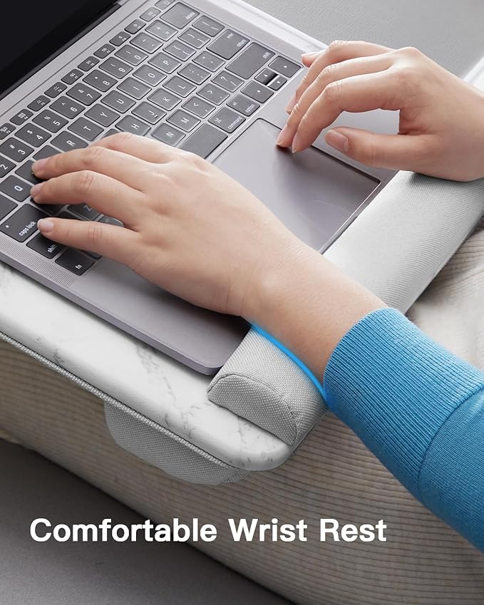 HUANUO Lap Desk - Fits up to 17 inches Laptop Desk, Built in Mouse Pad & Wrist Pad for Notebook, Laptop, Tablet, Lap Stand with Tablet, Pen & Phone Holder, Marbling, HNLD3M