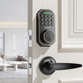 VCHOO Keyless Entry Door Lock Set Smart Locks for Front Door Keypad Door Lock with Handle Auto Lock One Time Password Anti Peeping Password IP54, Bronze