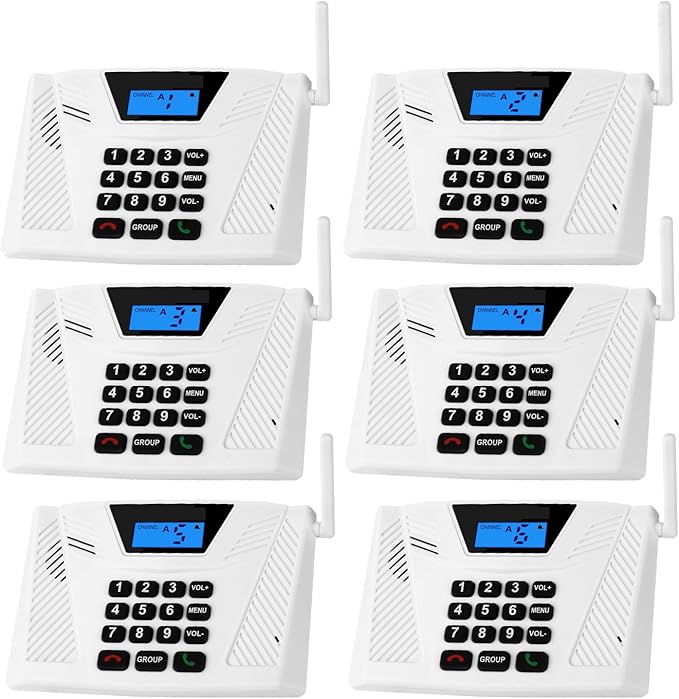 SANZUCO Intercoms Wireless for Home Hands Free, 2024 Upgraded Intercom 5300ft with Automatic Answer, 9 Channel Full Duplex Home Intercom System Fit for Hospital Business House(6 Packs White) ﻿