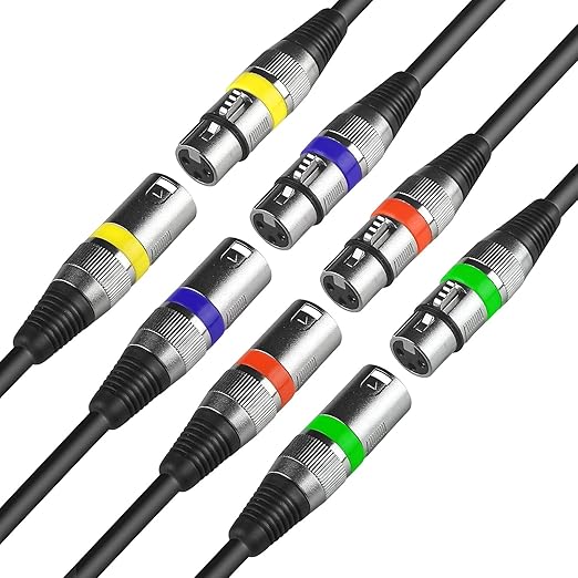 MAD OWL 3 Pin XLR Cables Male Female XLR Patch Cable, XLR Cable Microphone Wire Extension Connectors for Stage Lights DMX Signal Connection (4 Packs 10ft/ 3m)