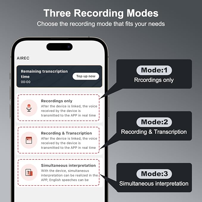 AI Voice Recorder,64GB Note Voice Recorder with Transcribe,Mind Mapping & AI Summary,Digital Voice Recorder with App,Audio Recorder for Lectures,Phone Calls,Meetings,Interviews Etc,Grey