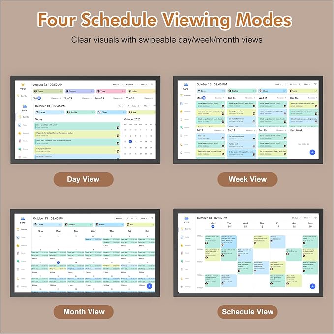 Smart Digital Calendar Chore Chart-for-Family-Planner - 32" Touchscreen Electronic Calendar with Photo Display and Interactive Star System, To do Notepad and Sync Online Calendar via APP, Wall Mounted