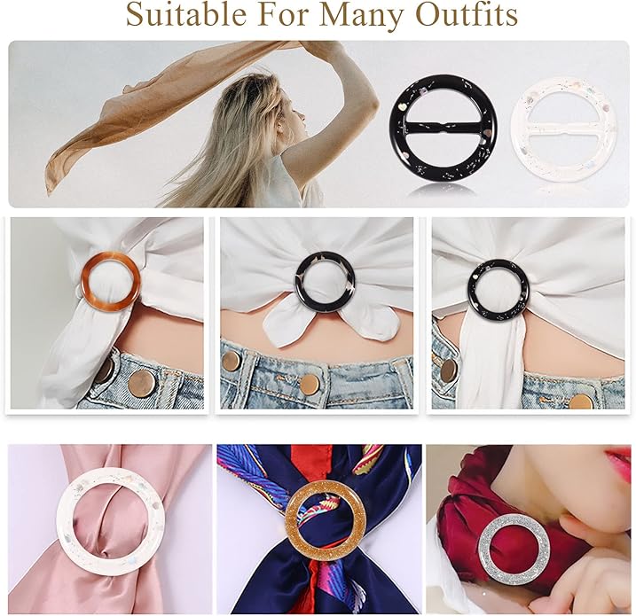 T-Shirt Clips 9 PCS, Clothes Corner Knotted Button, Fashion Alloy Pearl Rhinestone Circle Clip Buckle Round Shirt Silk Scarf