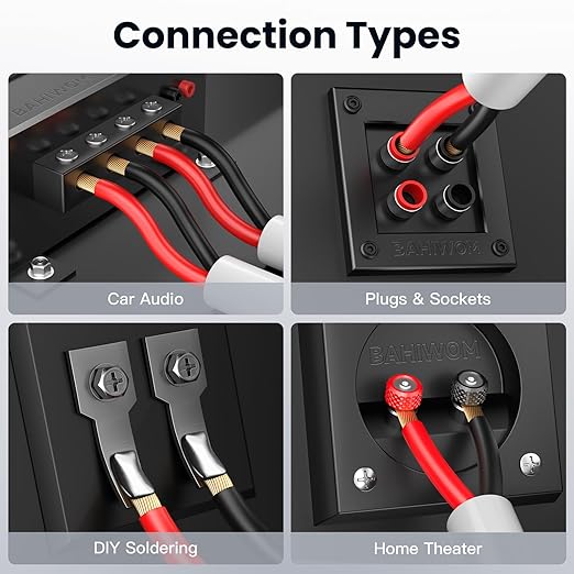 BAHIWOM Fire Safety CL2 Speaker Wire in-Wall & in-Ceiling 14 Gauge Wire 100 FT CCA Cord 2 Conductors Red Black Speaker Cable for Indoor Home Theater System,Car Audio Soft White Jacket