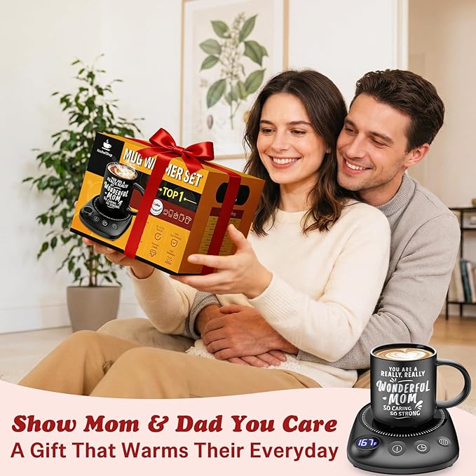Coffee Mug Warmer - Fastest Heating & Highest Temperature, Coffee Cup Warmer for Desk Auto Shut Off, 4 Temp Settings & 1-12H Timer, Smart Electric Beverage Warmer for Coffee (Glossy Black)
