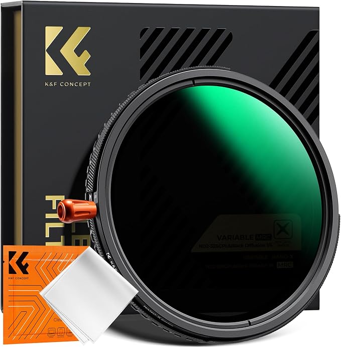 K&F CONCEPT 77mm Black Diffusion Mist Effect 1/4 & Variable ND2-32 & Circular by KFCONCEPT