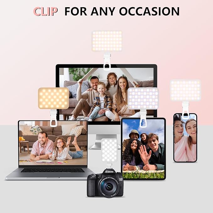 BANSINE LED Phone Light - USB-Rechargeable Portable Photo Light with 97+ CRI, Up to 6500K Color Temperature for Selfie, Zoom Conference, Video, Makeup and Live Stream