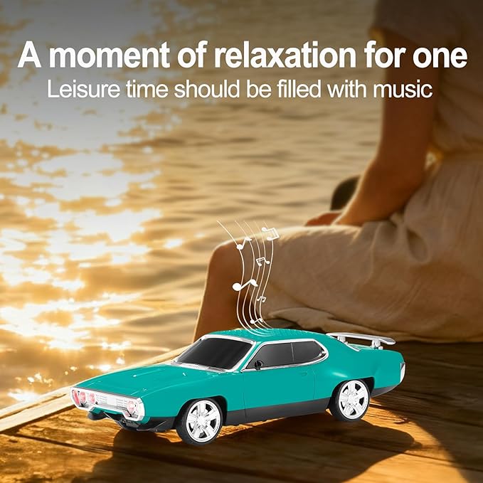Retro Car Bluetooth Speaker with HD Stereo Sound, TWS Pairing, LED Party Lights, Built-in Microphone, Portable Wireless American Vintage-Style Bluetooth Speaker for Home, Office & Outdoor (Green)