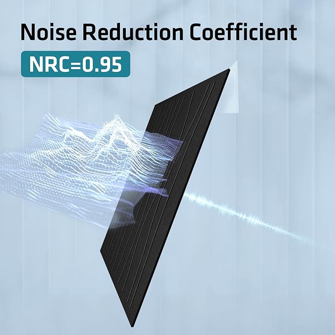 UMIACOUSTICS 6 PCS Sound Proof Panels,47.2 x 23.6 Inches Sound Absorbing Panels,Decorative Acoustic Panels in Art Curve Shaped Black Color