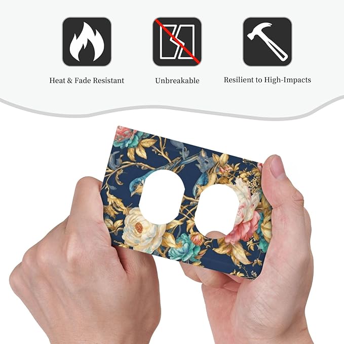 Bvtewkhz Floral Birds Morris Duplex Outlet Decorative Outlet Covers Light Switch Plate Electrical Receptacle Switchplate For Bathroom Kitchen Bedroom