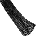 QCSIW 50ft - 1/2 Inch Heavy-Duty Braided Cable Sleeve, Split Wire Loom Tubing Cord Protector for USB/Power/Audio Cables - Flame Retardant, Pet Chew Proof - Black
