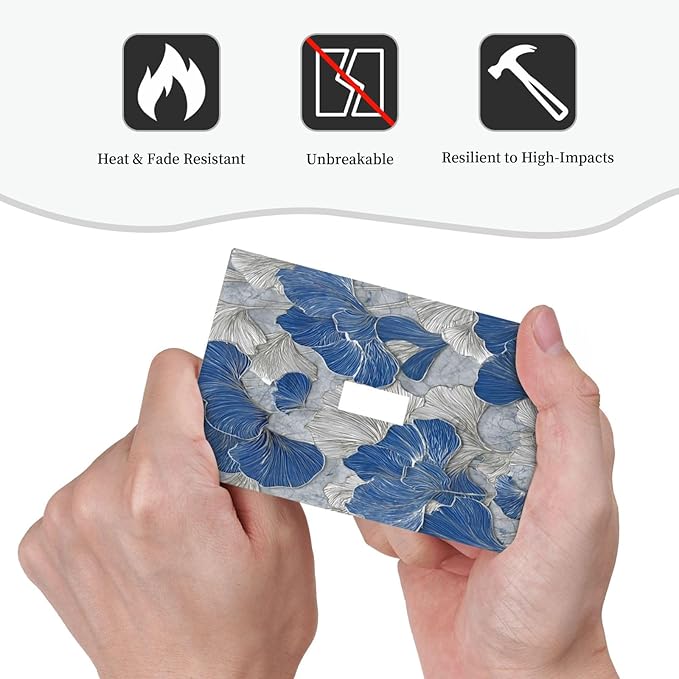 Bvtewkhz Abstract Blue Marble Plant Leaves 1 Gang Single Toggle Decorative Light Switch Covers Electrical Faceplate Switch Plates for Bathroom Kitchen Home