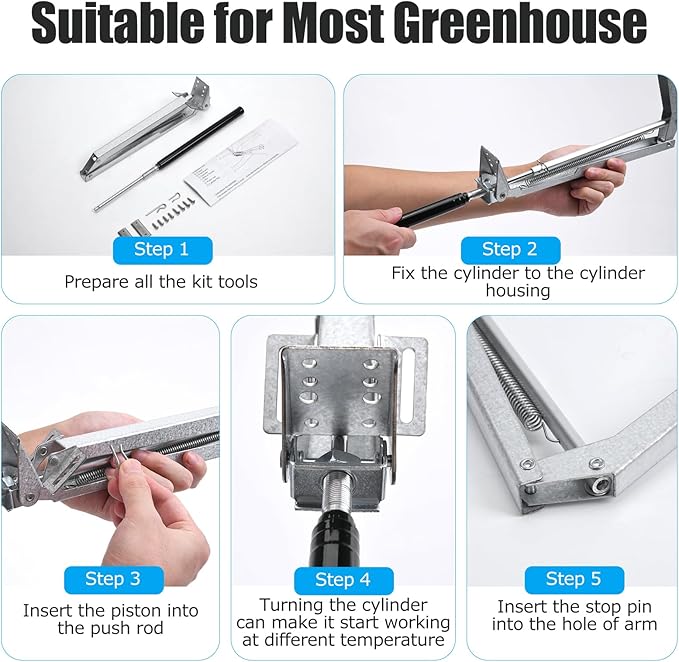 CHANGE MOORE Auto Vent Opener Automatic Greenhouse Window Opener Roof Vent Opener Auto Vent Kit Sensitive Gardening Tools Automatic Greenhouses Supplies (Single Spring Up to 33lbs)