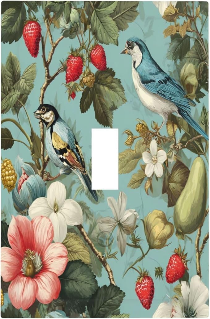 Bvtewkhz William Morris Flower 1 Gang Single Toggle Wall Plate Cover Decorative Light Switch Covers Electrical Faceplate Switch Plates for Bathroom Kitchen Home