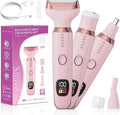Electric Razors for Women, 4 in 1 Bikini Trimmer for Women, Wet & Dry Use Body Shaver, Nose Hair Face Eyebrow Arms Legs Armpit Underarm Pubic Area, Replaceable Lady Facial Razor Painless USB Charge