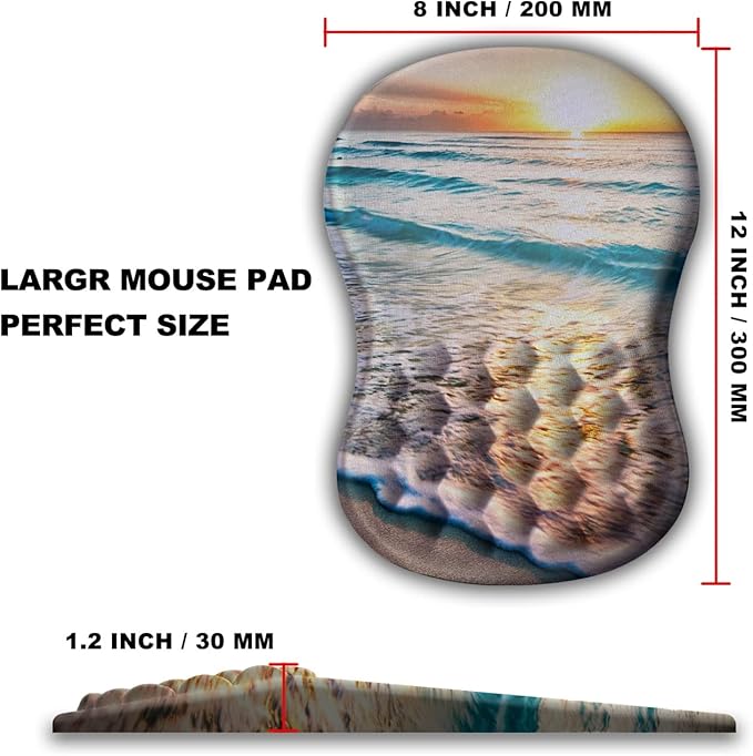 KUOSGM Mouse Pad Wrist Support, Ergonomic Mouse Pad with Massage Dot, Comfortable Computer Mouse Pad for Laptop, Wrist Rest Pain Relief Mousepad with Non-Slip PU Base for Office & Home, 12 x 8 in