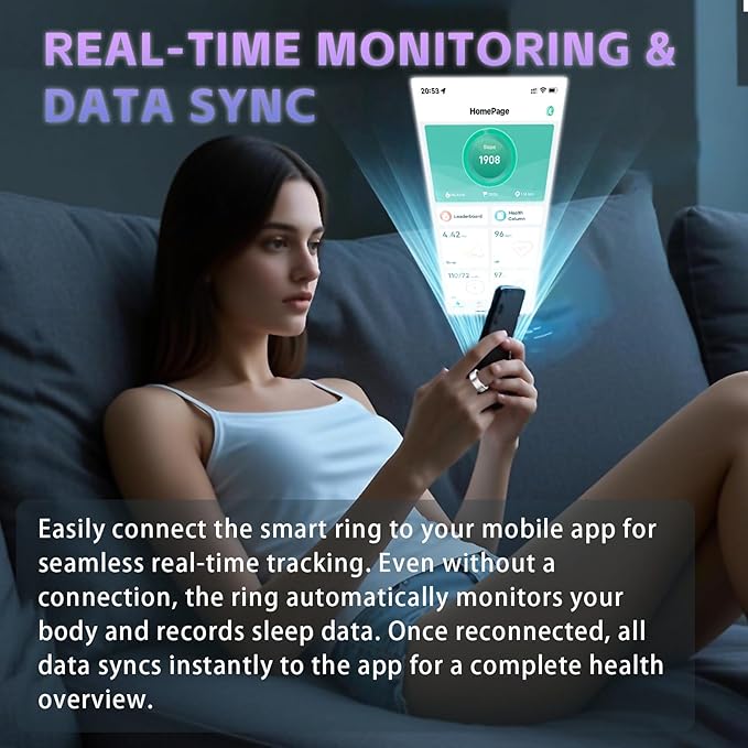 Smart Ring for Women Men – Activity Tracker Ring with Heart Rate, SpO2, Blood Pressure, Sleep Monitoring, Step & Calorie Counter, 5ATM Waterproof, No Subscription Fee (Silver, 10)