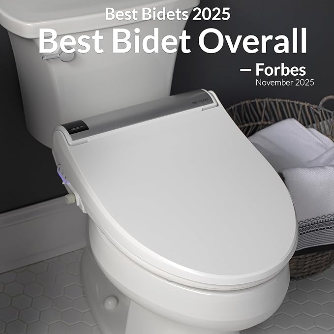 Bio Bidet BB2000 Electric Bidet Toilet Seat, Warm Water with Air Dryer, Heated Seat with Sensor and Slow Close Lid, Night Light, Remote Control, Round, White