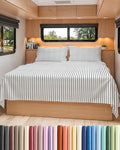 RV Short Queen Sheet Set 60 X 75 - 4 Piece RV Short Queen Bed Sheets - Soft, Breathable & Cooling - Designed for Bunks, Trailers & Campers - Fits 8” to 12" Mattress - Luxury Bedding - Grey Stripes 2