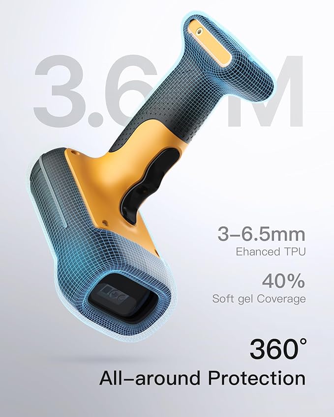 Inateck Industrial Barcode Scanner Bluetooth, 1D Scanner Wireless with IP67 Waterproof and Dustproof, Handscanner with App & SDK，BCST-61