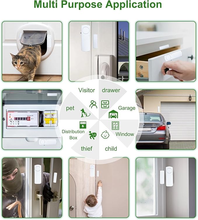 Door Window Alarm, 90dB Door Alarms Sensor for Kids Safety, Home Security, Door Window Burglar Alarm, Window Pool Alarms for Home, Apartments, Offices, Hotel Rooms (20pack)