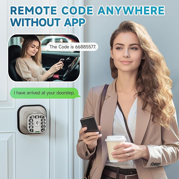 Richelock Fingerprint Door knob, Smart Biometric Door Lock with Keypad, Keyless Entry Code Door Knob, Waterproof & Weatherproof , Auto Lock ,Voice Navigation, For Bedroom, Gate,Office -Satin Nickel