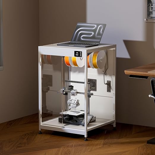 Crafit 3D Printer Cabinet, 3D Printer Enclosure with Ventilation, Thermo-Hygrometer and LED Light, Effectively Noise Reduction, Fits 3D Printers Up to 23''W x 22.4''D x 25.4''H