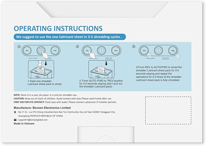 BONSEN Paper Shredder Sharpening & Lubricant Sheets-Pack of 50