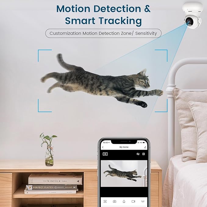 litokam 360 Cameras for Home Security 2K, 2 Pack Indoor Security Camera for Baby/Pet/Nanny with Night Vision, 2.4 GHz Smart WiFi Cam with Motion Detection & Two Way Audio