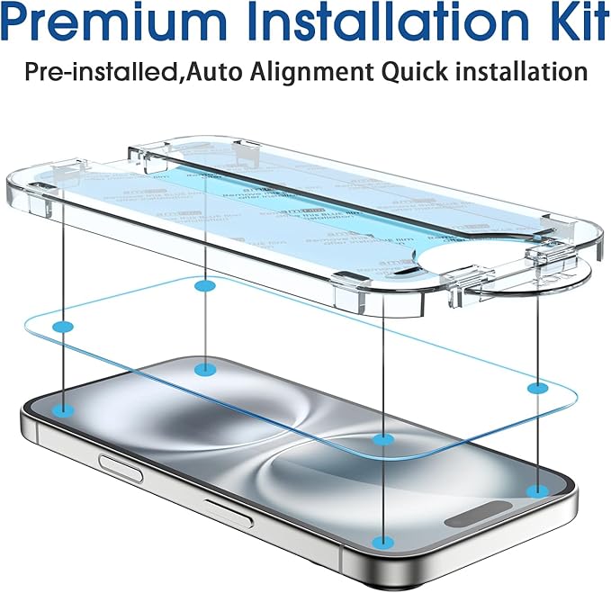 amFilm Auto-Alignment OneTouch for iPhone 16 Screen Protector + Camera Lens - Image 3