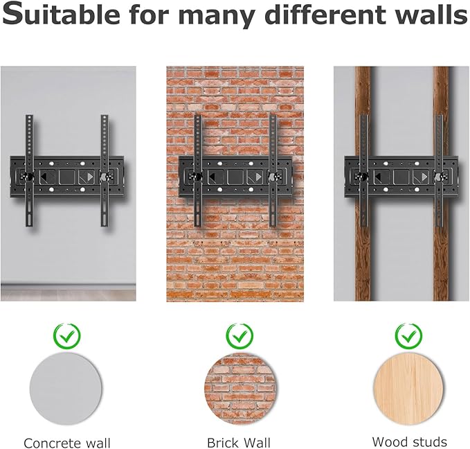 WNJQBY Full Motion TV Wall Mount for Most 26-65 Inch Flat/Curved 4K LED LCD TVs, Rotate Articulating Arms Swivel and Tilt Wall Mount TV Bracket Max VESA 400X400 mm,Fits 12″/16″ Wood Studs