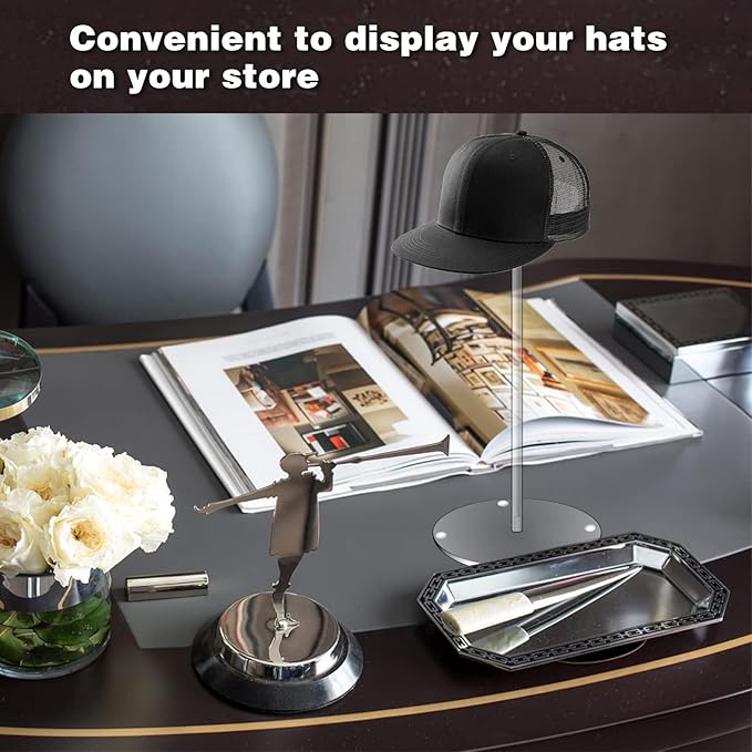 Hdkwby Acrylic Hat Display Stand 2 Pack- Thickened Base for Helmet, Wig - Multi-Use for Perfumery, Watch, Glass, Jewelry Collectibles - Home, Office, Retail, Salons, Hotels, Malls ( 11.8Inch Height)