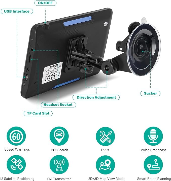 GPS Navigator for Car Truck RV, 7 Inch Touch Screen GPS for Car - Image 4