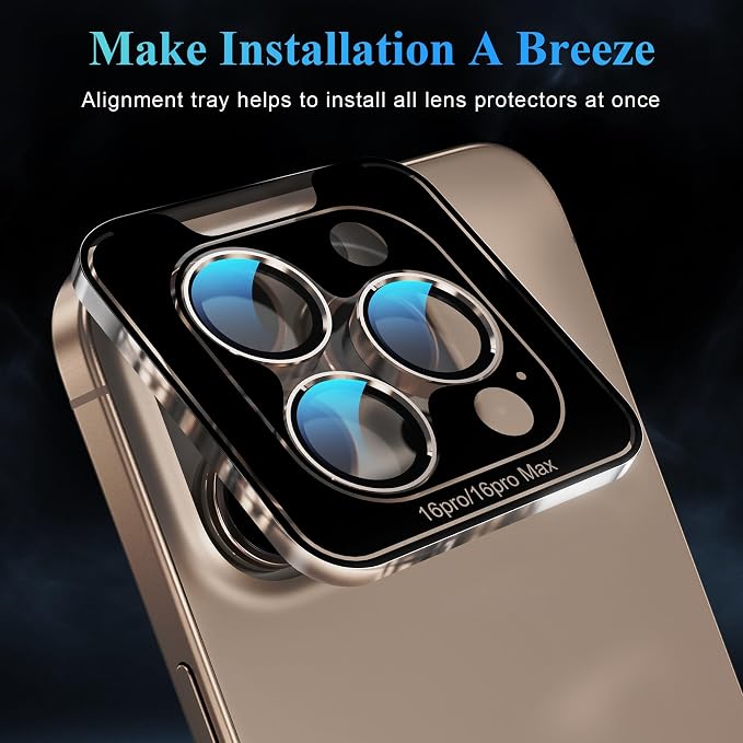 YWXTW Camera Lens Protector for iPhone 16 Pro/iPhone 16 Pro Max, Tempered Glass - Image 5