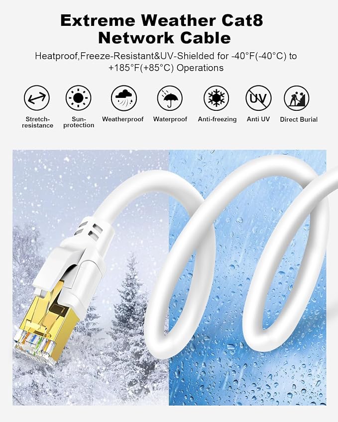 Yauhody CAT 8 Ethernet Cable 1.5FT, High Speed CAT8 Cable 40Gbps 2000MHz - Image 5