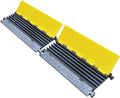 OranLite Rubber Cable Protector Ramp, Heavy Floor Cable Wire Cord Cover Speed Bumps 22000Lbs Load Capacity, Driveway Hose Cable Ramp Protective Cover for Indoor and Outdoor (5-Channel x 2Pcs)
