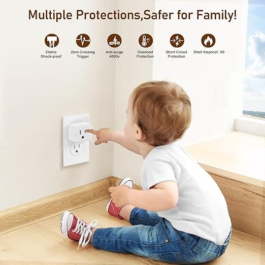 Thinkbee Remote Control Outlet, 15A /1500W 300ft RF Range Wireless Light Switch Kit, Expandable Remote Outlet Electrical Switch for Lamp Fan Household Appliances, 80-275V with Anti-Surge 4000V