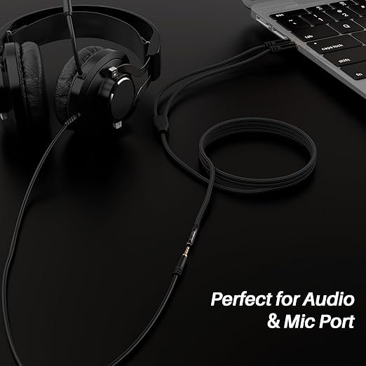 Kxable Headphone Splitter for Computer, 3.5mm Female to Dual 3.5mm Male Audio Splitter Cable, Stereo Jack Earphones Headset to PC Laptop Adapter, 1/8inch 2-in-1 Y Separator Aux Dongle Converters, 2FT