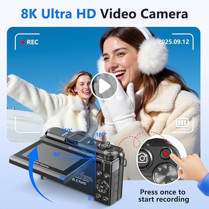 8K Digital Camera for Photography, 88MP HD WiFi Vlogging Camera for YouTube - Image 2