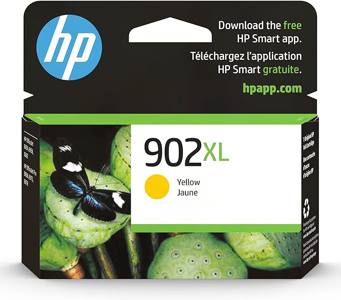 HP 902XL Yellow High-Yield Ink Cartridge | Works OfficeJet 6950, 6960 Series, OfficeJet Pro 6960, 6970 Series | Eligible for Instant Ink | T6M10AN