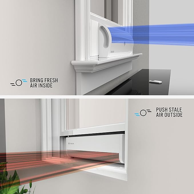Vornado TRANSOM Window Fan with 4 Speeds, Remote Control, Reversible Exhaust Mode, Weather Resistant Case, Whole Room, Ice White