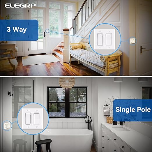 ELEGRP Digital Dimmer Light Switch for 300W Dimmable LED/CFL Lights and 600W Incandescent/Halogen, Single Pole/3-Way LED Slide Dimmer Light Switch, Wall Plate Included, UL Listed, 3 Pack, Matte White