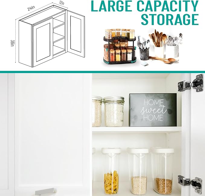 Wall Kitchen Cabinets, RTA Cabinets, White Shaker Cabinet, Wall Mounted, RTA Upper Cabinet, Modern for Kitchen and Bathroom with Door (White, 24" W x 36" H x 12" D)